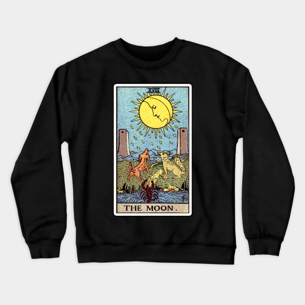 The Moon Tarot Card Crewneck Sweatshirt by visionarysea